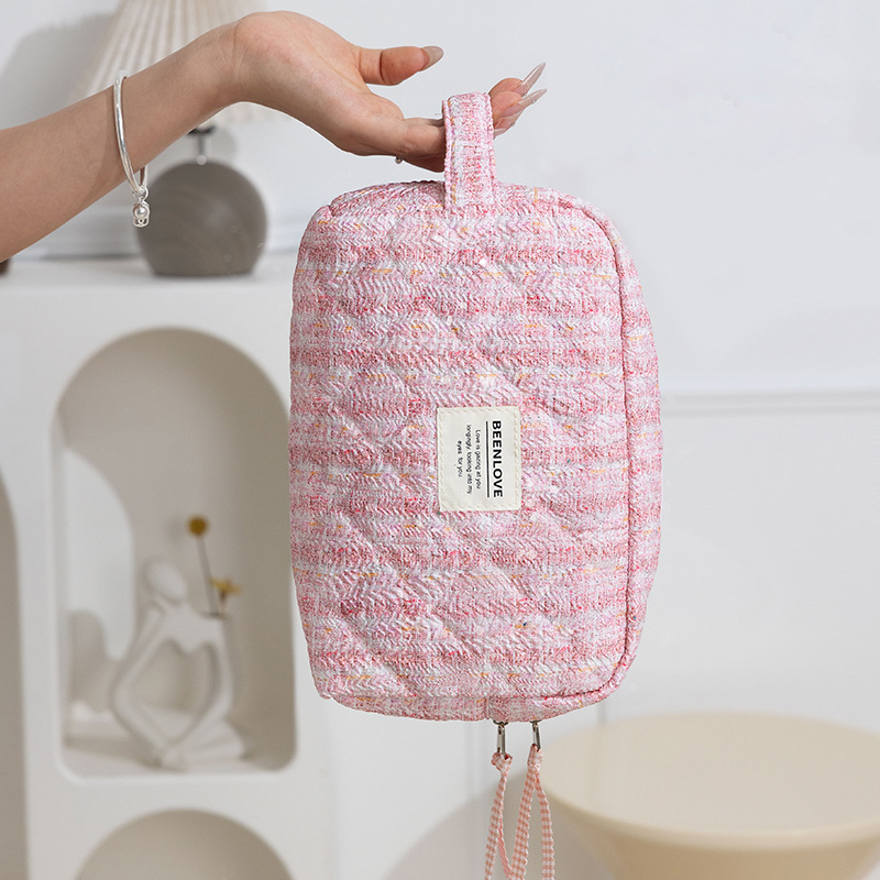 1 Piece Simple Series Sweet Patchwork Polyester Women's Makeup Bags 